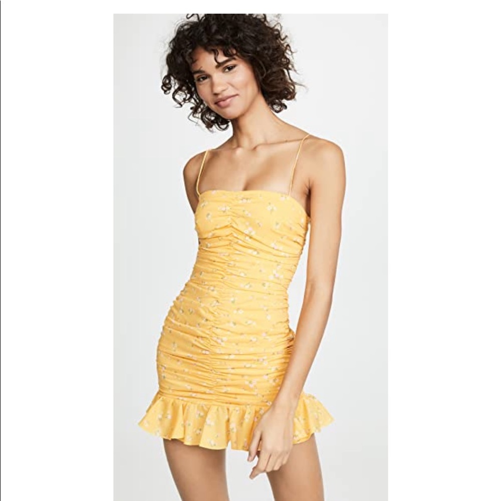 Bec + bridge floral yellow mini dress